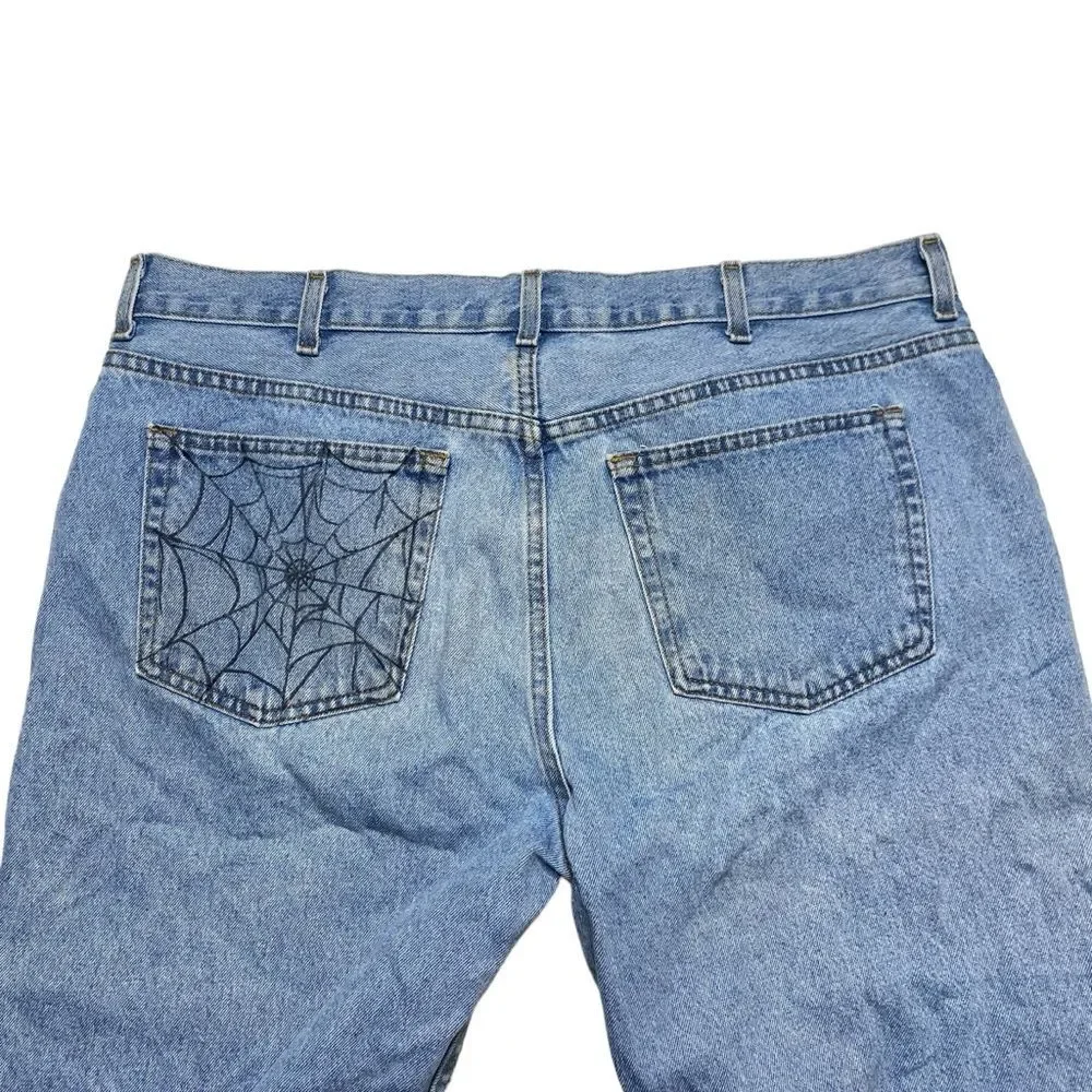 Custom Punk Emo Grunge Spiderweb Denim Jeans Sz 30x30 PLEASE READ DETAILS